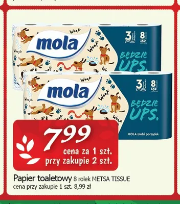 Papier toaletowy Mola Będzie Ups 8-pak promocja w CEZAR Delikatesy