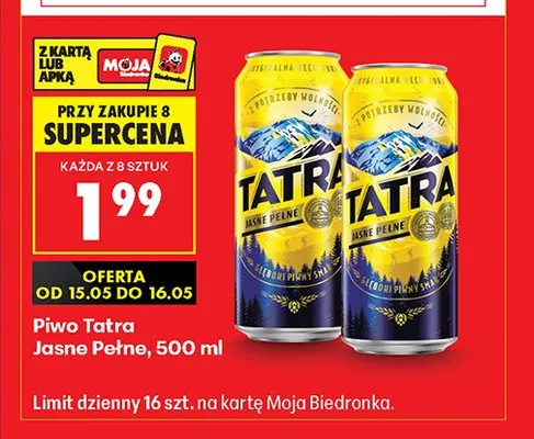 Piwo Tatra Jasne Pełne promocja w Biedronka