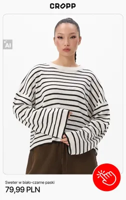 Sweter w biało-czarne paski Cropp promocja w Cropp