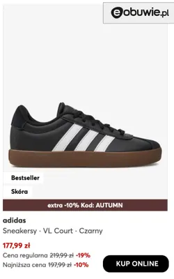 Sneakersy VL Court Czarny adidas promocja w eobuwie.pl