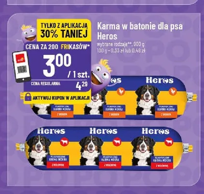 Karma w batonie dla psa Heros z wołowiną promocja w POLOmarket