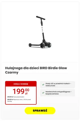 Hulajnoga dla dzieci Bird Birdie Glow Czarny promocja w Media Expert