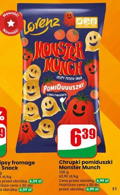 Chrupki pomiduszki Monster Munch Lorenz promocja w Dino