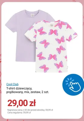 T-shirt dziewczęcy Cool Club prążkowany mix zestaw 2-pak promocja w Smyk