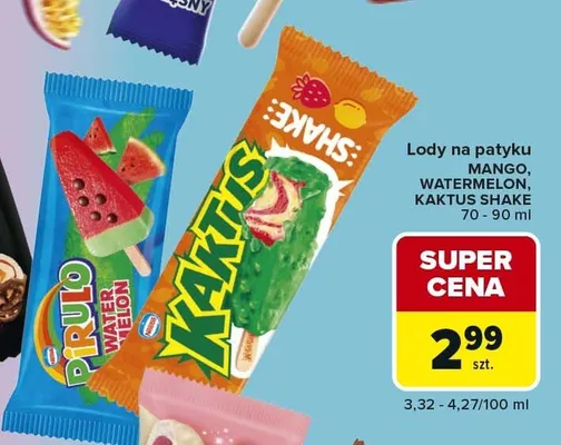 Lody na patyku Kaktus Mango promocja w Carrefour Market