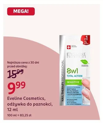 Odżywka do paznokci Eveline Cosmetics 8w1 Total Action Sensitive promocja w Rossmann