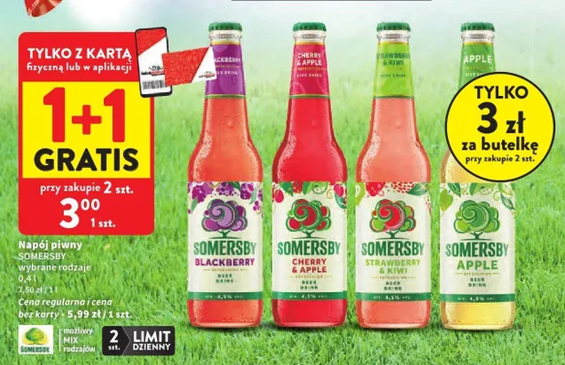 Napój piwny Somersby Strawberry & Kiwi promocja w Intermarche