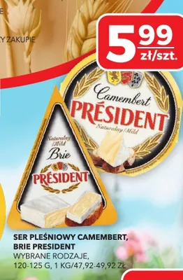 Ser pleśniowy Camembert, Brie President promocja w Top Market