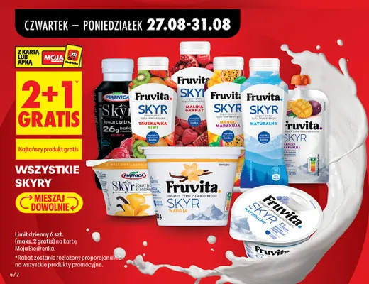 Jogurt typu islandzkiego Skyr mango marakuja Fruvita promocja w Biedronka