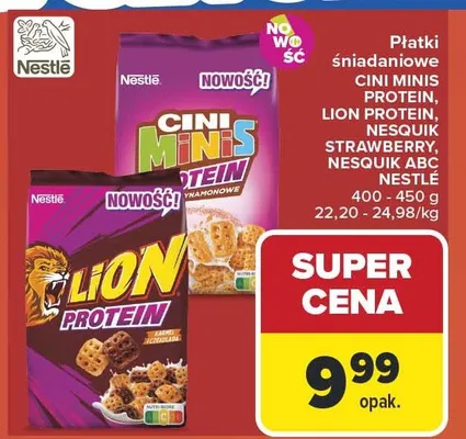 Płatki śniadaniowe Lion Protein Nestlé promocja w Carrefour