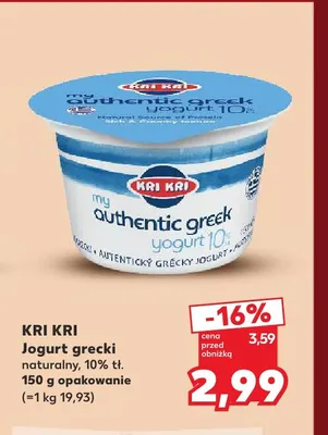 Jogurt grecki naturalny Kri Kri 10% promocja w Kaufland