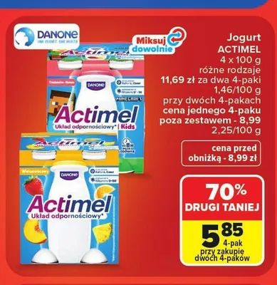 Jogurt Danone Actimel 4-pak promocja w Carrefour Market
