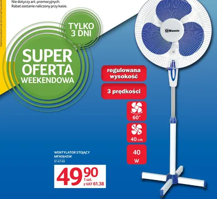 Wentylator stojący Msonic MFN5645W promocja w Selgros