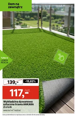 Wykładzina dywanowa sztuczna trawa ANKARA 2x4m promocja w Leroy Merlin