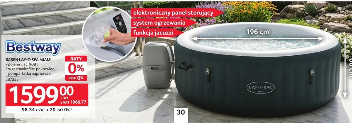 Basen SPA Bestway Lay-Z-Spa Miami 908l promocja w Selgros