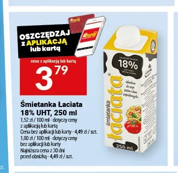 Śmietanka UHT 18% Łaciata promocja w Twój Market
