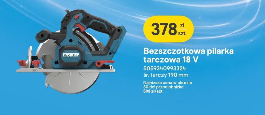 Bezszczotkowa pilarka tarczowa Erbauer promocja w Castorama