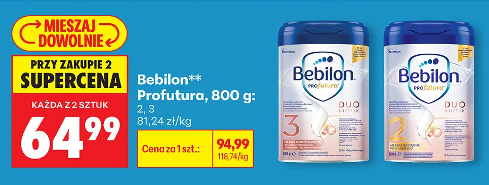 Mleko modyfikowane Bebilon Profutura 3 promocja w Biedronka