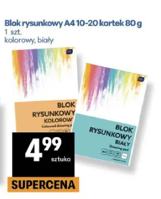 Blok rysunkowy A4 10-20 kartek 80 g promocja w Delikatesy Centrum