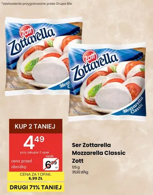 Ser Zottarella Mozzarella Classic promocja w Delikatesy Centrum