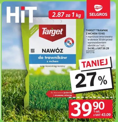 Nawóz do trawników z mchem wapniowo-magnezowy TARGET promocja w Selgros