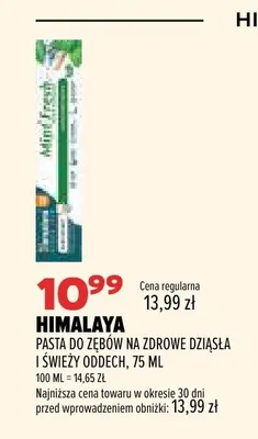 Pasta do zębów Himalaya na zdrowe dziąsła i świeży oddech promocja w Drogerie Natura