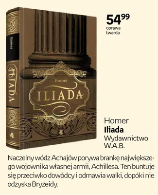 Książka Homer Iliada Wydawnictwo W.A.B. oprawa twarda promocja w Empik