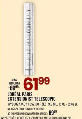 Tusz do rzęs wydłużający extensionist telescopic promocja w Drogerie Natura