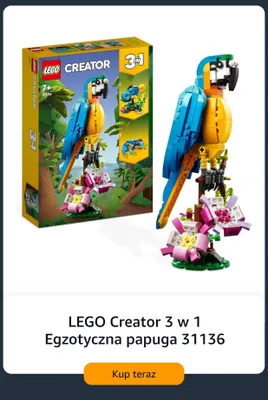Klocki LEGO Creator 3 w 1 Egzotyczna papuga 31136 promocja w Amazon