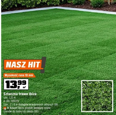 Sztuczna trawa Ibiza promocja w OBI