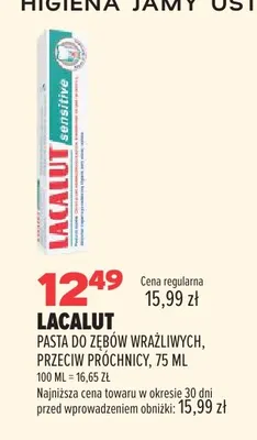Pasta do zębów wrażliwych przeciw próchnicy Lacalut promocja w Drogerie Natura