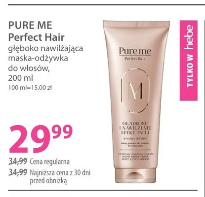 Maska-odżywka do włosów głęboko nawilżająca PURE ME Perfect Hair promocja w Hebe