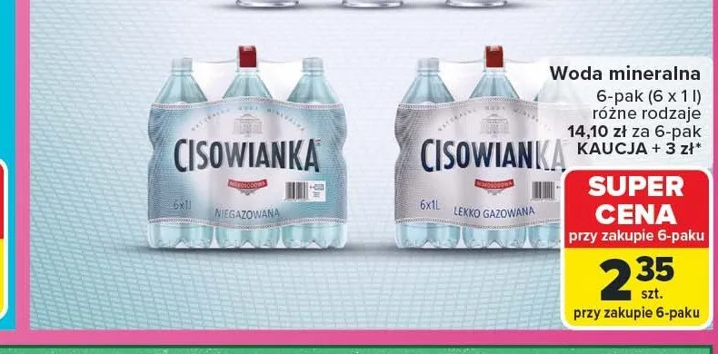Woda mineralna Cisowianka 6-pak promocja w Carrefour