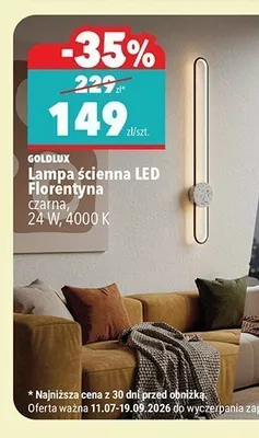 Lampa ścienna LED Florentyna Goldlux czarna promocja w Biedronka