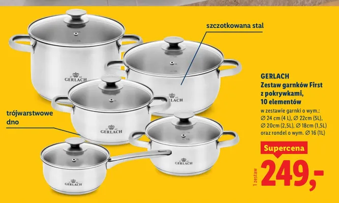 Zestaw garnków First z pokrywkami, 10 elementów promocja w Lidl