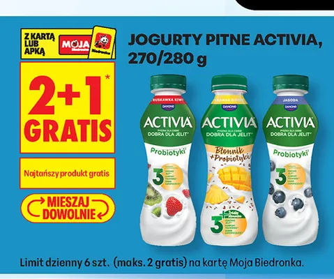 Jogurt pitny Activia truskawka kiwi promocja w Biedronka