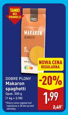 Makaron spaghetti Dobre Plony promocja w Aldi