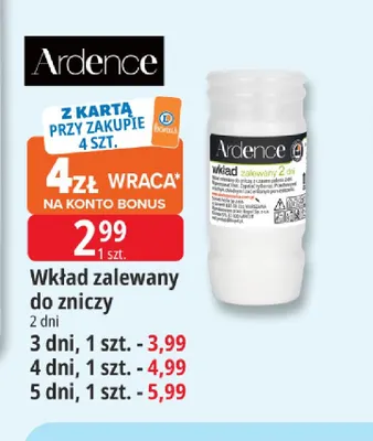 Wkład zalewany do zniczy 5 dni Ardence promocja w Leclerc