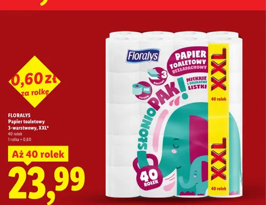 Papier toaletowy Floralys 3-warstwowy XXL promocja w Lidl