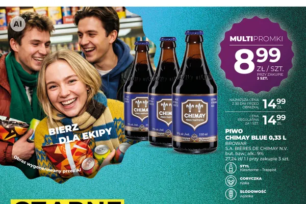 Piwo Chimay Blue promocja w Duży Ben