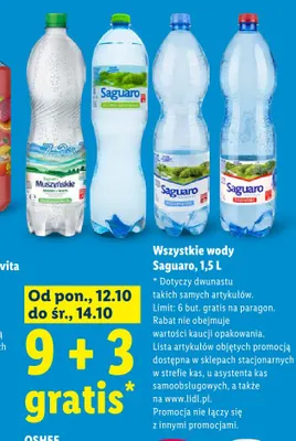 Woda mineralna gazowana Saguaro Muszyńskie promocja w Lidl