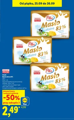 Masło ekstra Pilos 83% promocja w Lidl