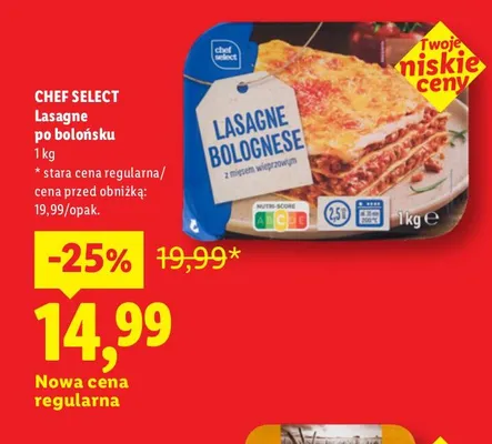 Lasagne po bolońsku Chef Select promocja w Lidl
