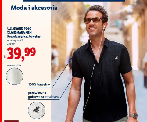 Koszula męska z bawełny U.S. Grand Polo dla Esmara Men promocja w Lidl