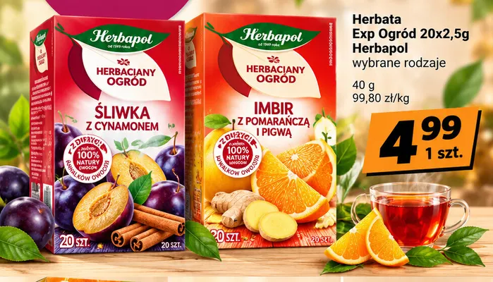 Herbata Herbaciany Ogród imbir z pomarańczą i pigwą Herbapol promocja w emma MARKET