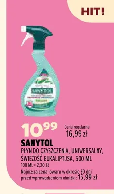 Płyn do czyszczenia uniwersalny Świeżość Eukaliptusa Sanytol promocja w Drogerie Natura