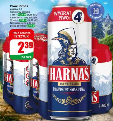 Piwo Harnaś puszka jasne pełne promocja w Dino