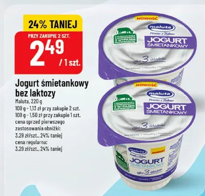 Jogurt śmietankowy bez laktozy promocja w POLOmarket