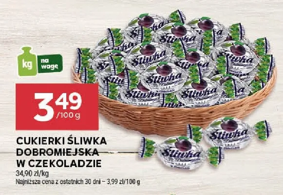 Cukierki śliwka dobromiejska w czekoladzie promocja w Stokrotka