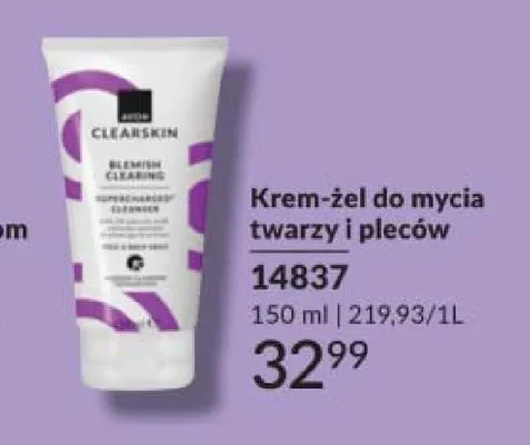 Krem-żel do mycia twarzy i pleców Clearskin promocja w AVON